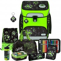 Scooli Space Robots Glow Edition Schulranzen-Set 8tlg. mit Sporttasche, Brotdose, Trinkflasche