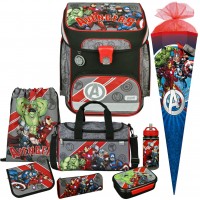 Scooli Avengers EasyFit Schulranzen-Set 9tlg. mit Sporttasche, Schultuete, Brotdose und Trinkflasche