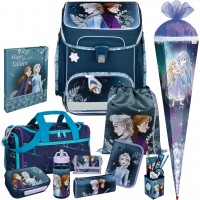 Scooli Frozen EasyFit Schulranzen-Set 12tlg. mit Sporttasche, Schultuete, Stiftekoecher, Brotdose und Trinkflasche - Gummizugmappe und Brustbeutel Gratis