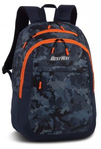 BESTWAY Schulrucksack Dunkelblau Camo