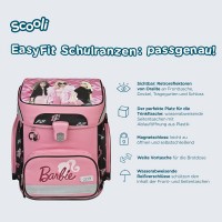 Scooli Barbie EasyFit Schulranzen-Set 8tlg. mit 3 Gratis-Zugaben: Sporttasche, Trinkflasche und Brotdose