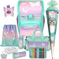 Scooli Butterfly Wishes EasyStart Schulranzen-Set 10tlg. mit Sporttasche, Brotdose, Trinkflasche, Fairy-Pueppchen und Schultuete E
