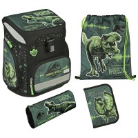 Jurassic World - T-Rex - Scooli Schulranzen-Set 10tlg. mit Sporttasche, Schultuete, Brotdose und Trinkflasche - Hrftbox A4 Gratis dazu