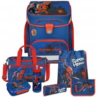 Scooli Spiderman EasyFit Schulranzen-Set 8tlg. mit Sporttasche, Brotdose und Trinkflasche